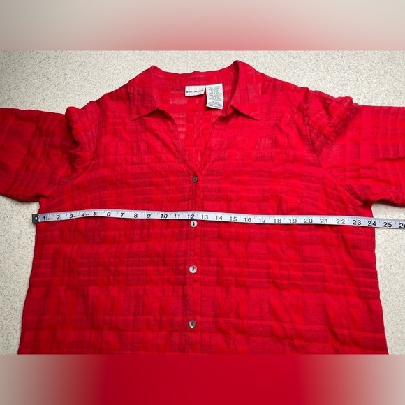 WHITE STAG 3/4 Sleeve Button Front Blouse Shirt Red Size XL - Picture 7 of 9